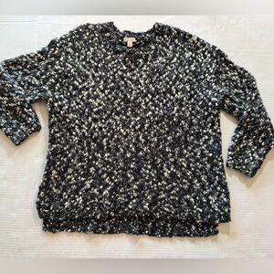 J. Jill Black and Gray Pullover Soft Wool Blend Sweater Size large